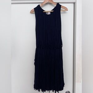 Lanvin vintage fringe dress navy